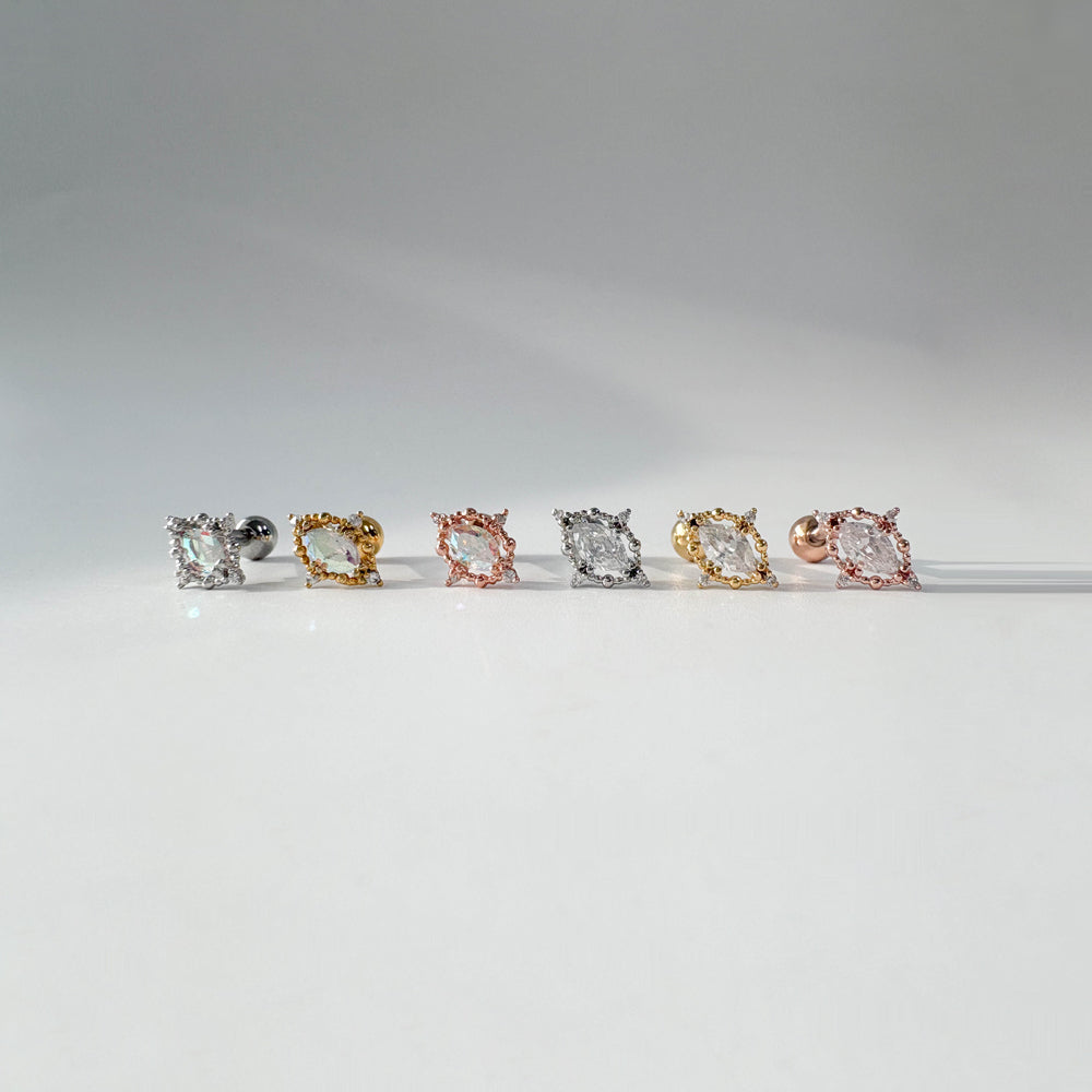 A5 067 ［サージカルステンレス］楕円形ストーンピアス