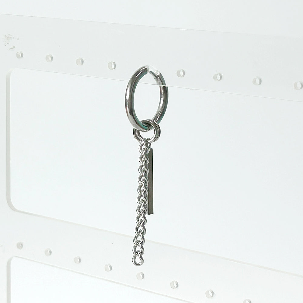 YEH 015 ［サージカルステンレス］リングチェーンドロップワンタッチピアス