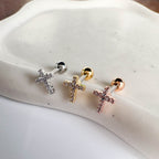 MJ 028 ［サージカルステンレス］キュービック十字架ピアス