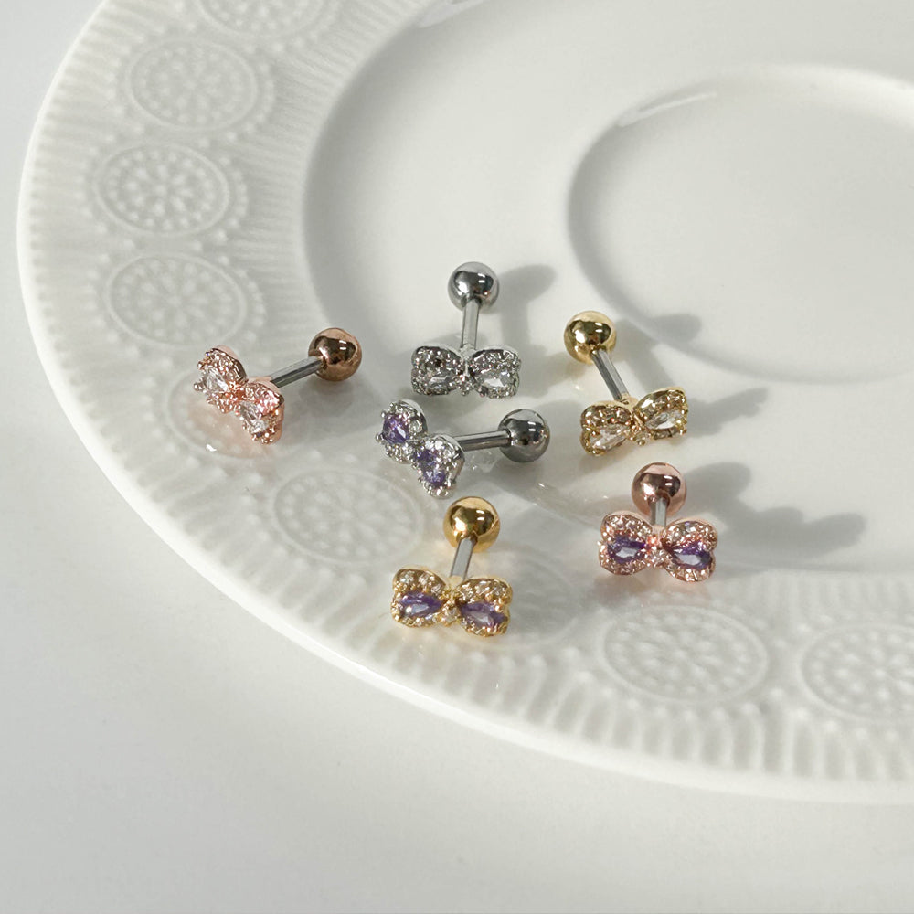 A8 106 ［サージカルステンレス］キュービックリボンピアス