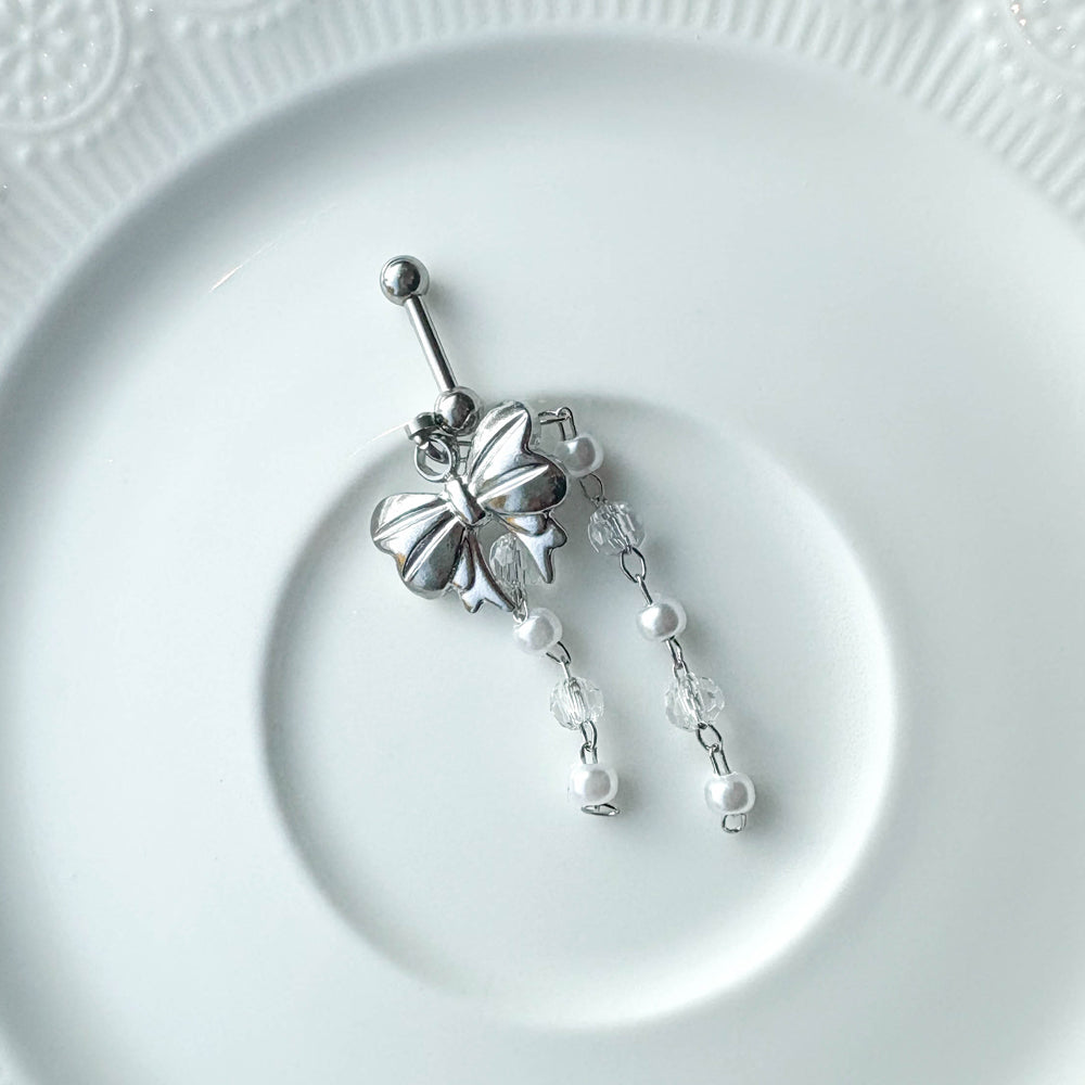 A2 216 ［サージカルステンレス］ビッグリボンドロップピアス