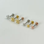 MN 113 ［サージカルステンレス］シンプルキュービックストーン花ピアス