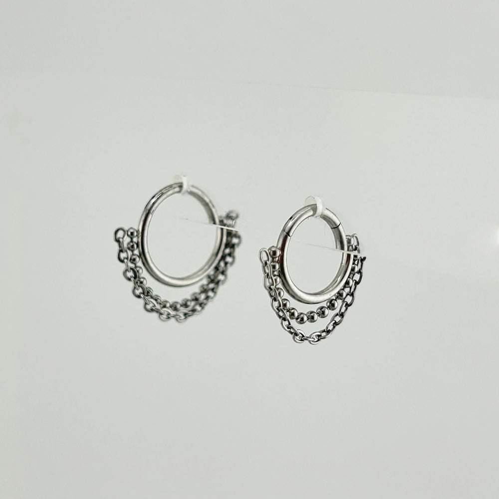 STS 034 ［サージカルステンレス］ボールチェーンリングピアス