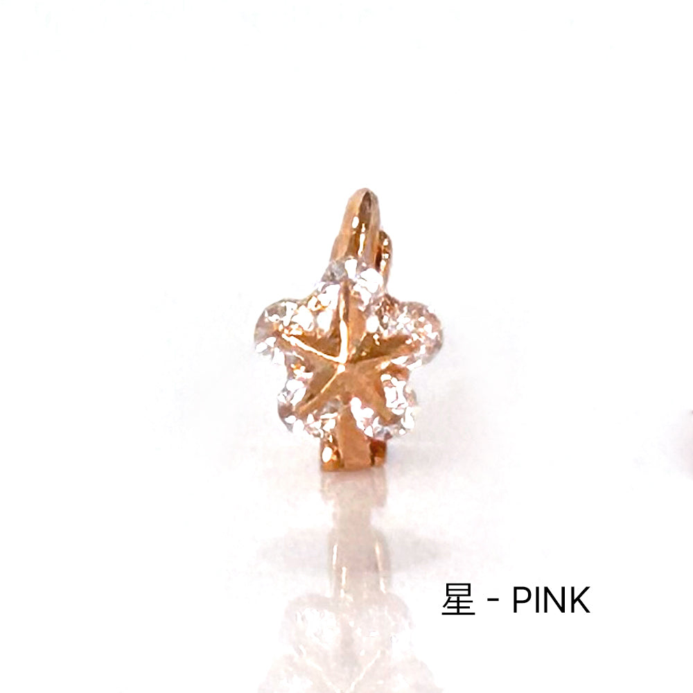 MN 147 ［サージカルステンレス］キュービックワンタッチ星，雪の結晶ピアス
