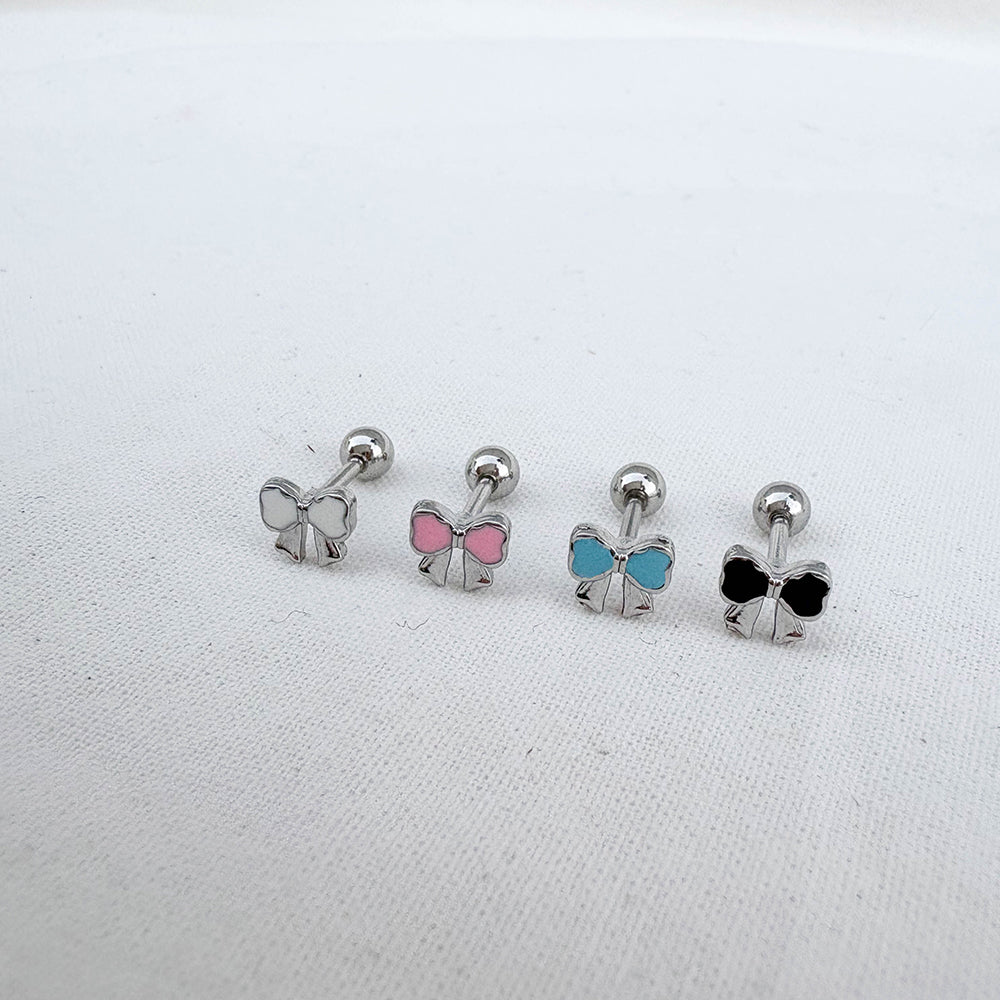 B3 093 ［サージカルステンレス］シンプルカラフルリボンピアス