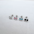 B3 093 ［サージカルステンレス］シンプルカラフルリボンピアス