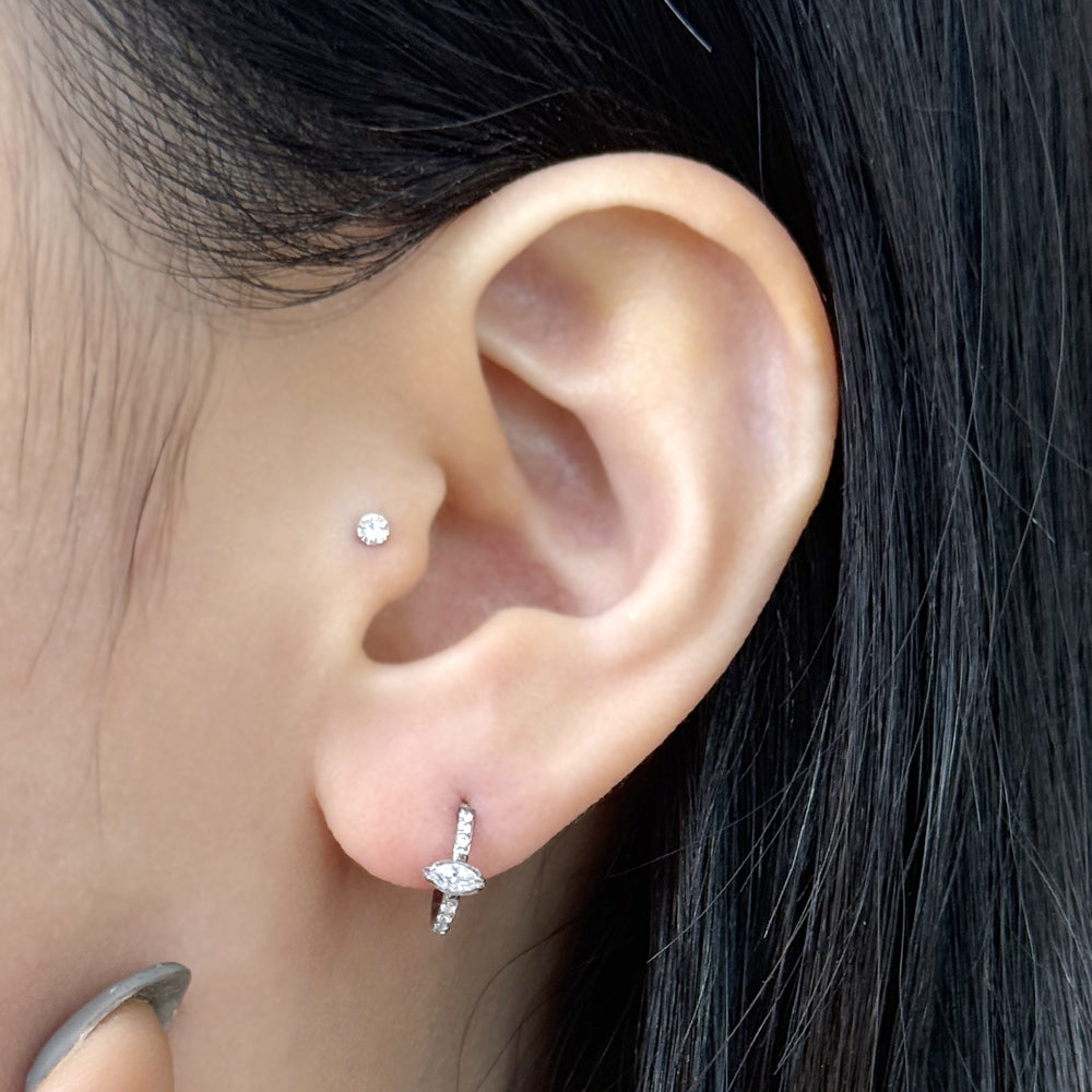 STS 104［サージカルステンレス］楕円ストーンリングピアス