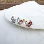 A5 257 ［サージカルステンレス］リボンスターハートチャームピアス