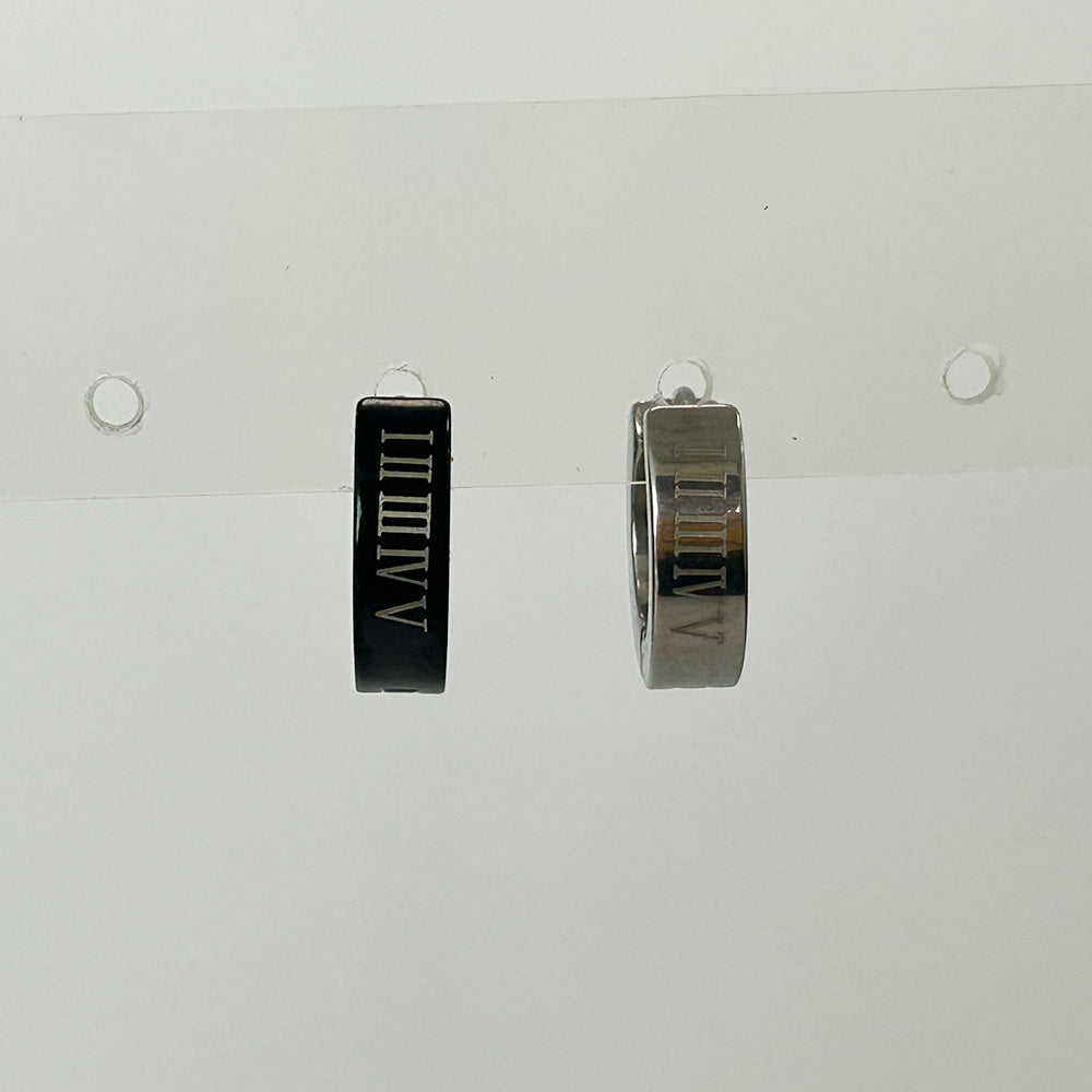 A9 183 ［サージカルステンレス］ローマ数字ワンタッチリングピアス