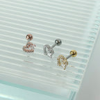 MP 129 ［サージカルステンレス］ラグジュアリーキュービックハートピアス