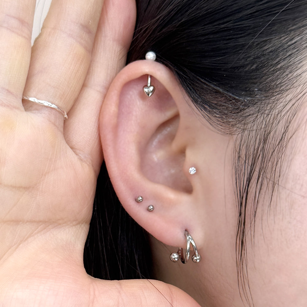 STS 033 ［サージカルステンレス］ツーボールリングピアス