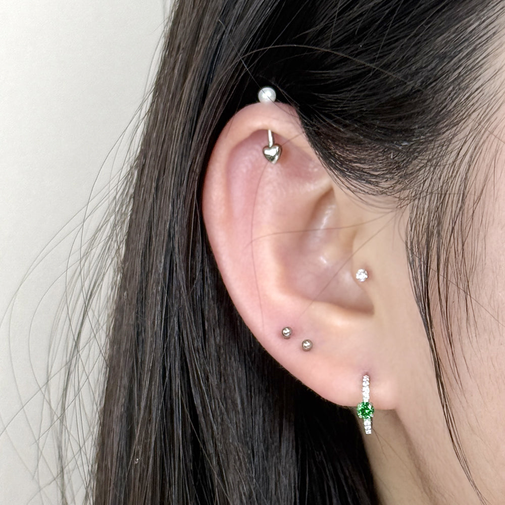 STS 106  ［サージカルステンレス］キュービックストーンリングピアス