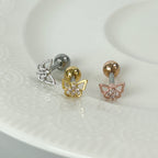 MN 170 ［サージカルステンレス］シンプルキュービックストーン蝶々ピアス