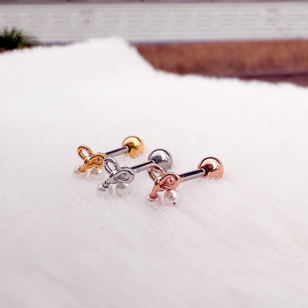 A5 246 [サージカルステンレス]　パールリボンピアス