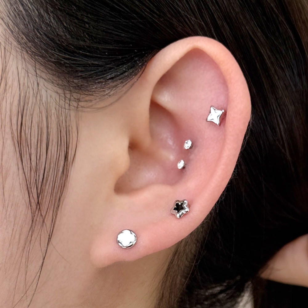 A5 267 ［サージカルステンレス］四角＆丸＆星ピアス