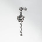 A2 238 ［サージカルステンレス］アンティーク蝶々ロングドロップピアス