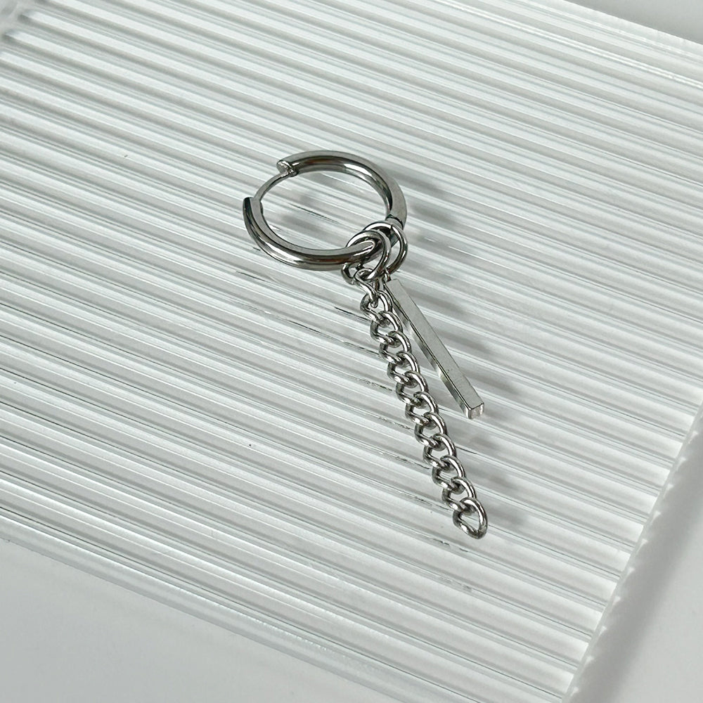 YEH 015 ［サージカルステンレス］リングチェーンドロップワンタッチピアス