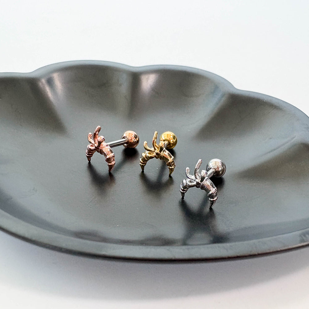 A10 072 ［サージカルステンレス］リボンムーン月ピアス