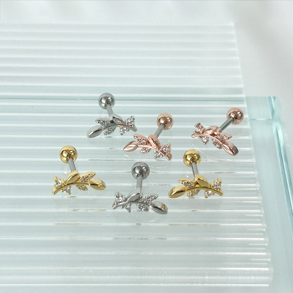 MP 034 ［サージカルステンレス］キュービックタイニーリーフピアス