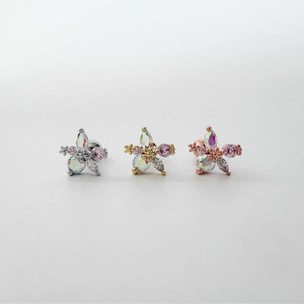 A8 289 [サージカルステンレス]　ストーン花ピアス