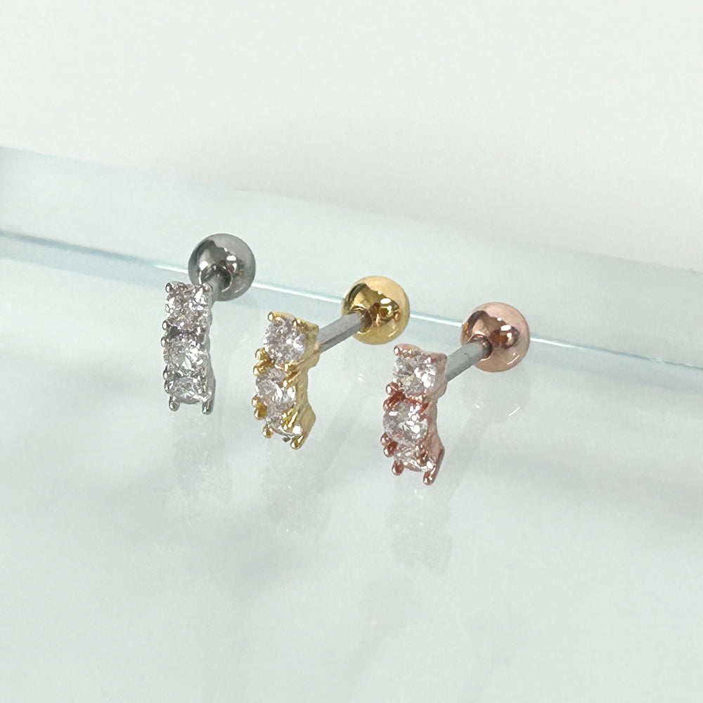 MN 169 ［サージカルステンレス］シンプルキュービックストーンピアス