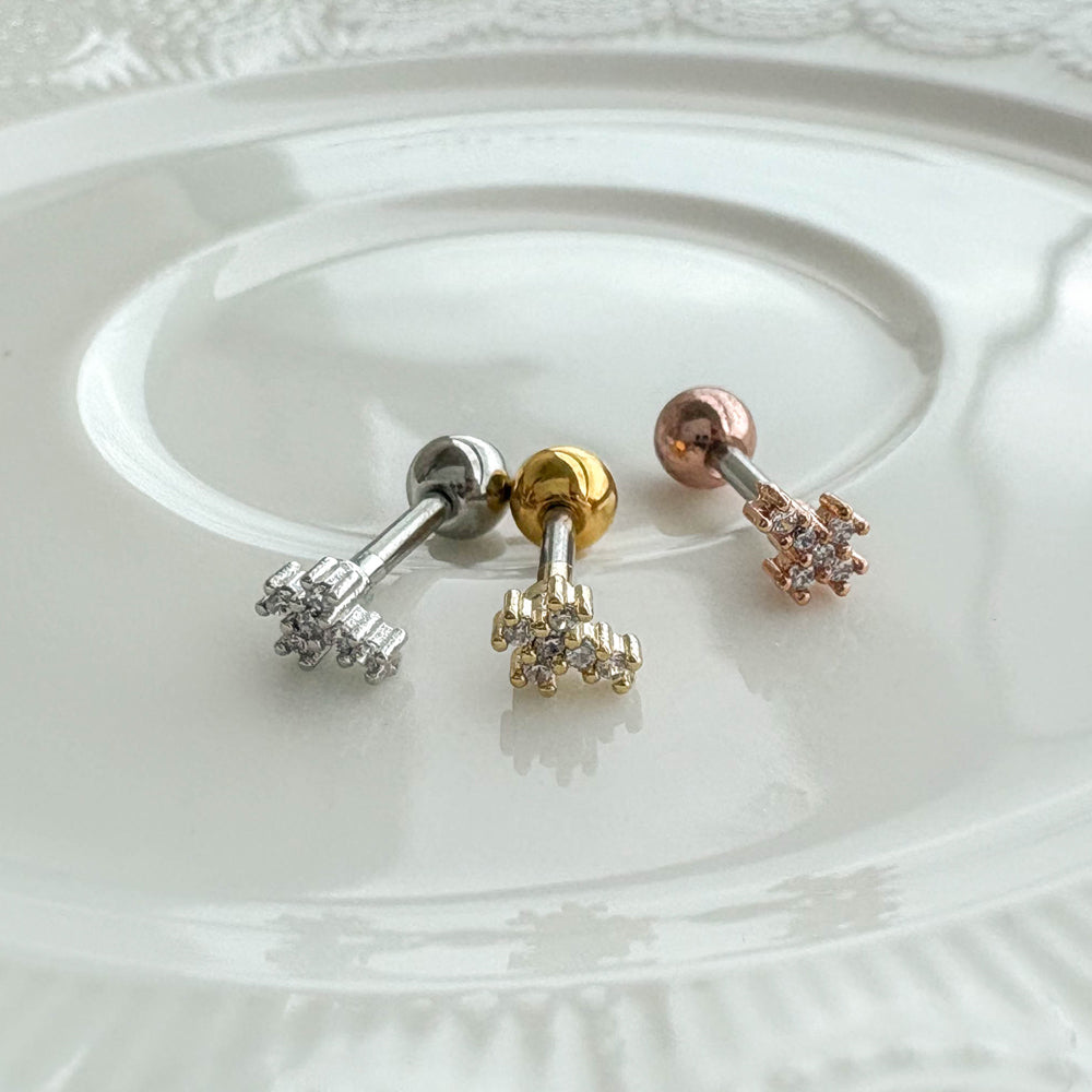 MN 190 ［サージカルステンレス］ストーン十字架ピアス