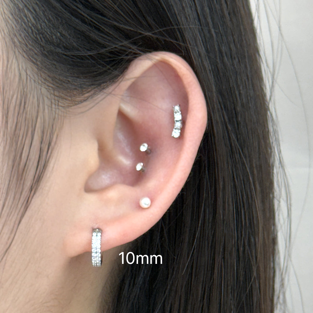 STS 045 ［サージカルステンレス　ダブルストーンリングピアス