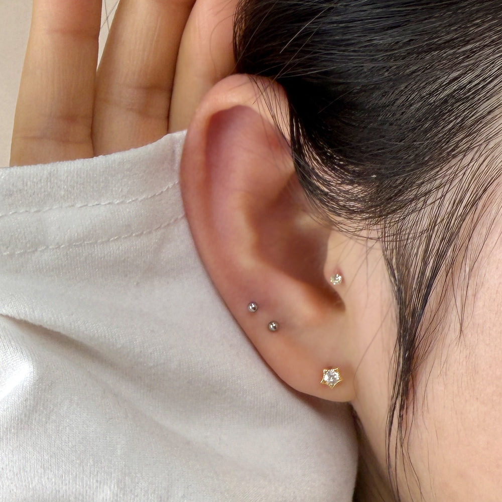 MS 024 ［サージカルステンレス］キュービックミニ星ピアス