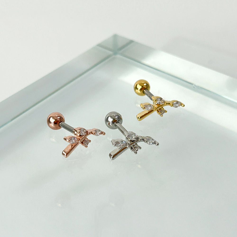 MN 122 ［サージカルステンレス］シンプルキュービックストーンピアス