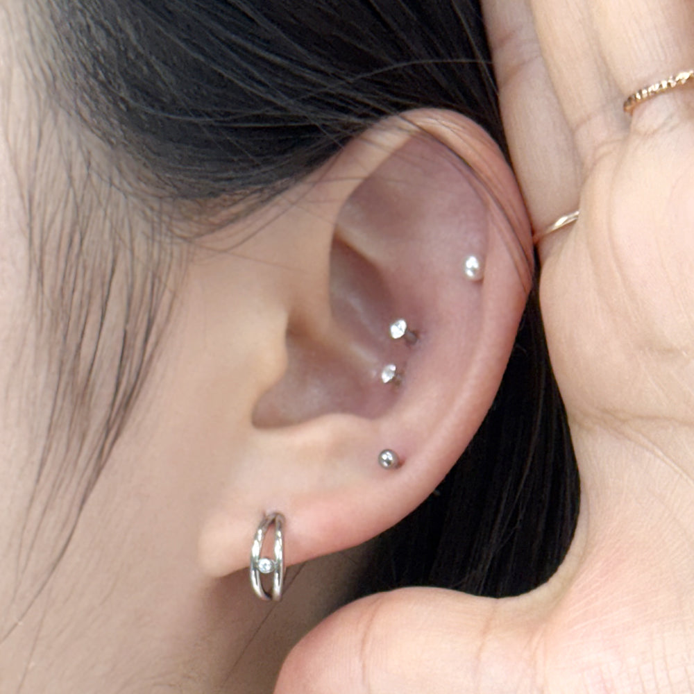 STS 056 ［サージカルステンレス］キュービック二重リング