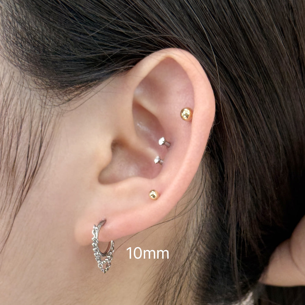 STS 034 ［サージカルステンレス］ボールチェーンリングピアス