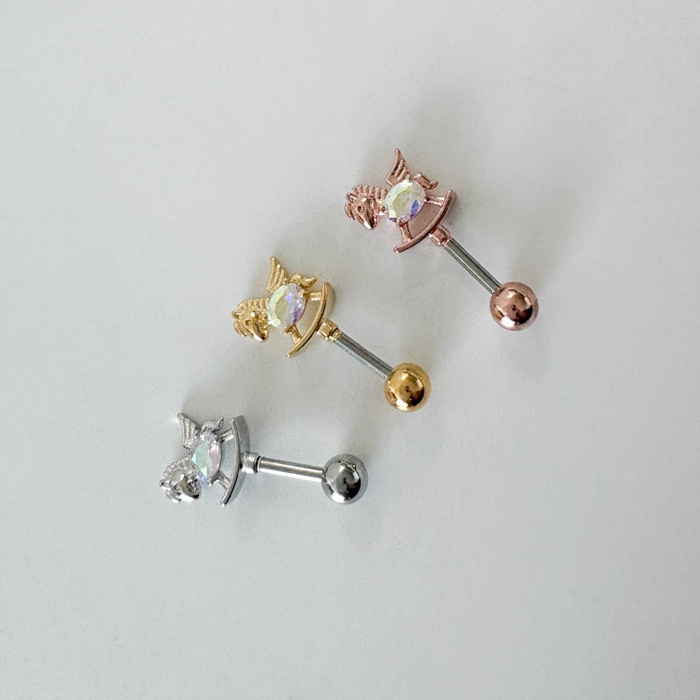 A8 273　[サージカルステンレス] オーロラ木馬ピアス