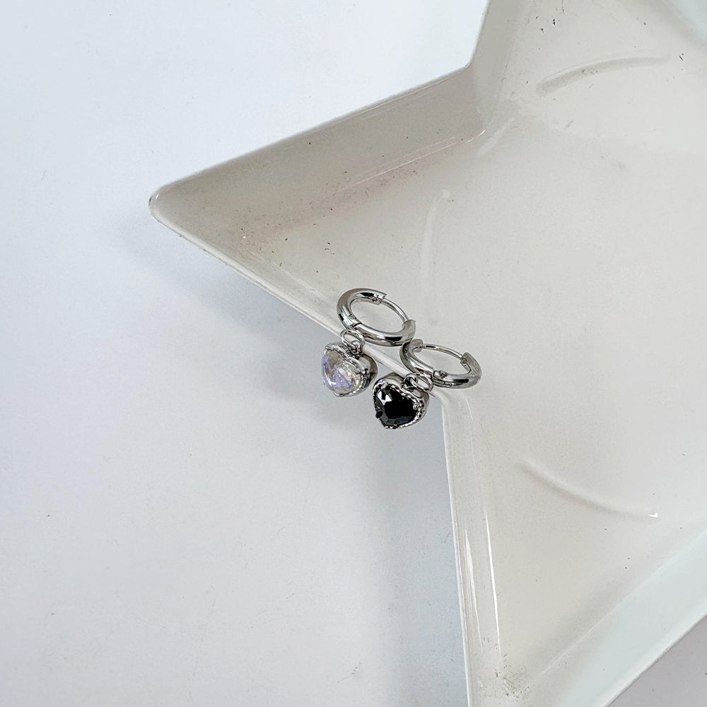 B3 050 ［サージカルステンレス］リングドロップ丸いハートピアス