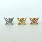 MJ 069 ［サージカルステンレス］キュービックワンボール蝶ピアス