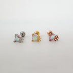 A8 255 ［サージカルステンレス］キュービックハート＆リボンピアス