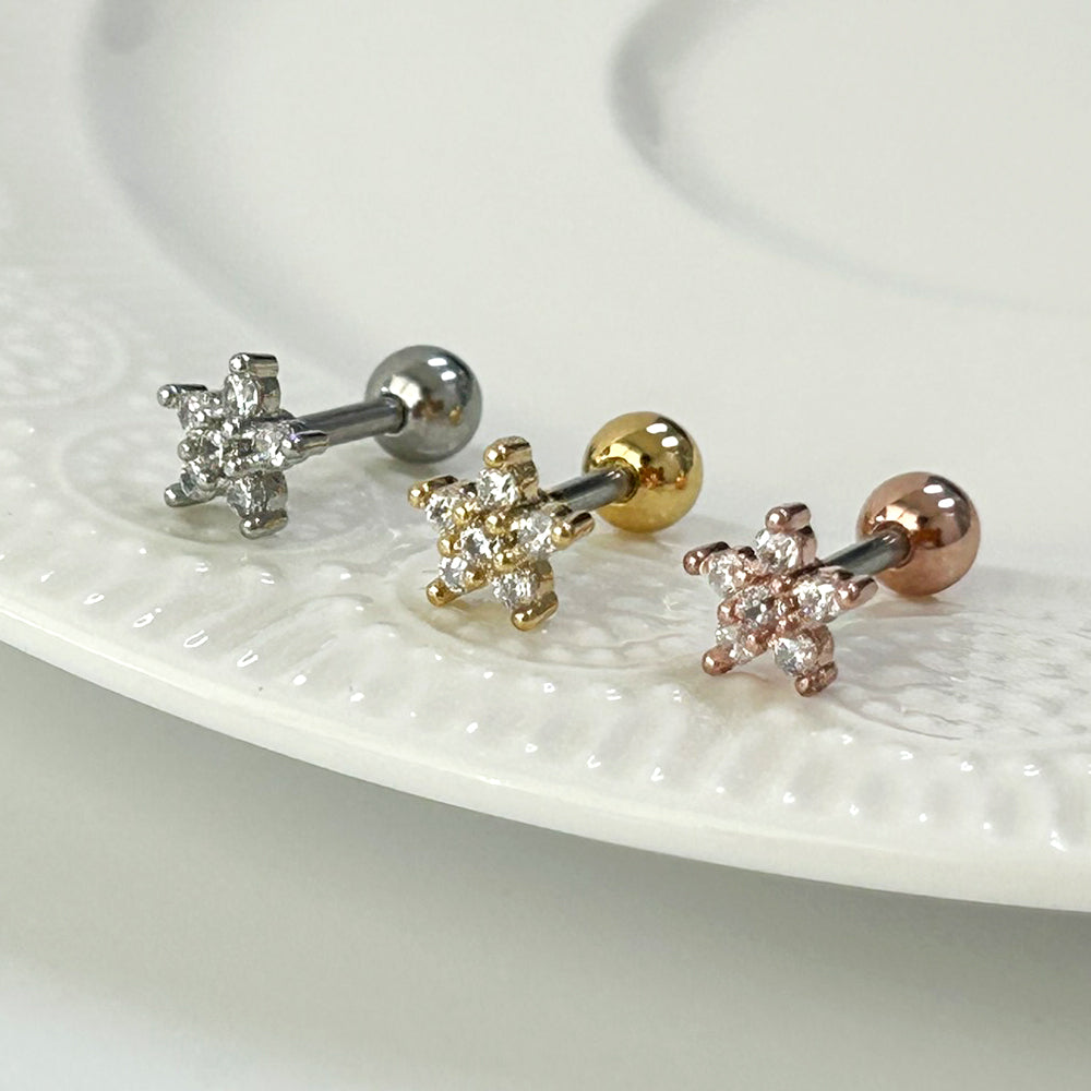 MN 018 ［サージカルステンレス］キュービックフラワーピアス