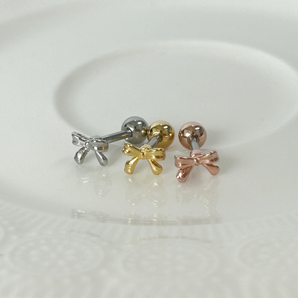 MN 185 ［サージカルステンレス］シンプルリボンピアス