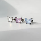 A3 077　［サージカルステンレス］　三色アクリル蝶々ピアス