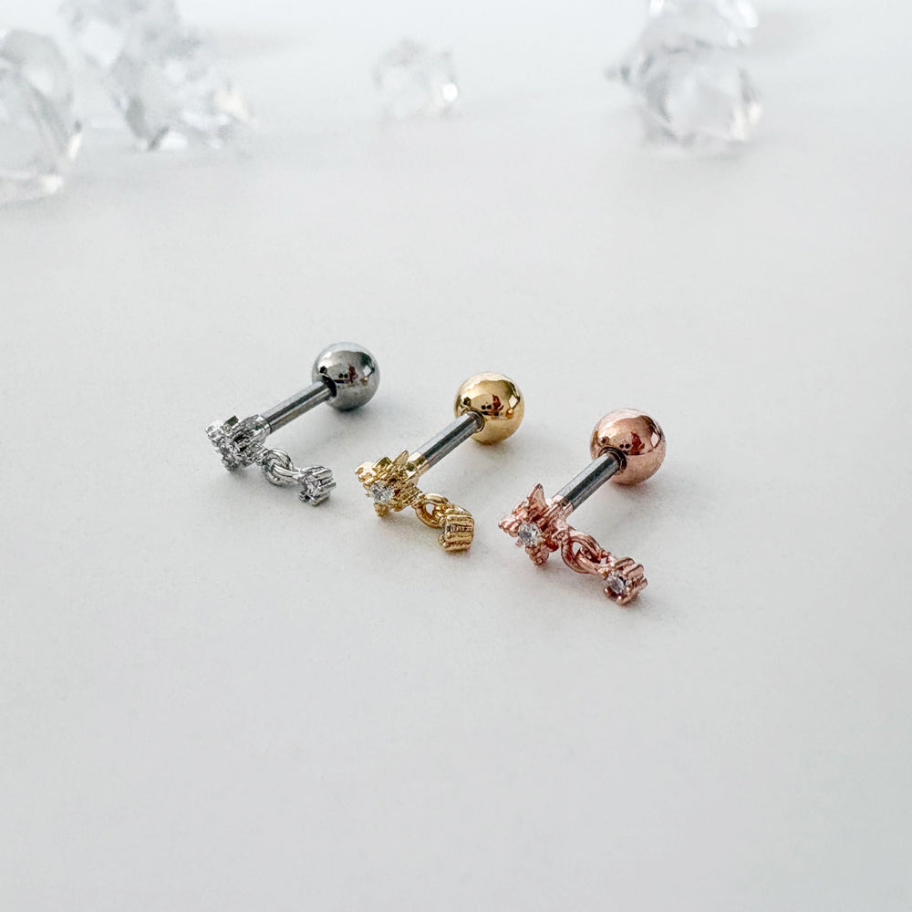 A8 286 [サージカルステンレス]　ドロップ星花ピアス