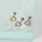 MP 055 ［サージカルステンレス］キュービックドロップハートピアス