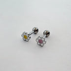 B3 025 ［サージカルステンレス］パステルスタイルスマイル花ピアス