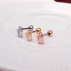 A5 255 ［サージカルステンレス］ストーンキュービックリボンピアス