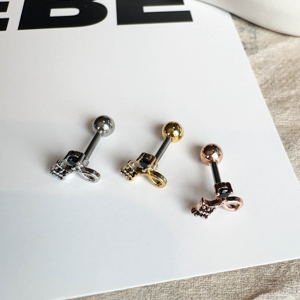 MP 160 ［サージカルステンレス］ブラックキュービックピアス