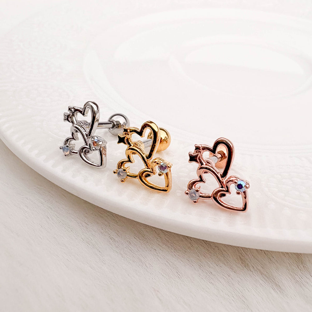 A5 245 ［サージカルステンレス］トリプルハートピアス