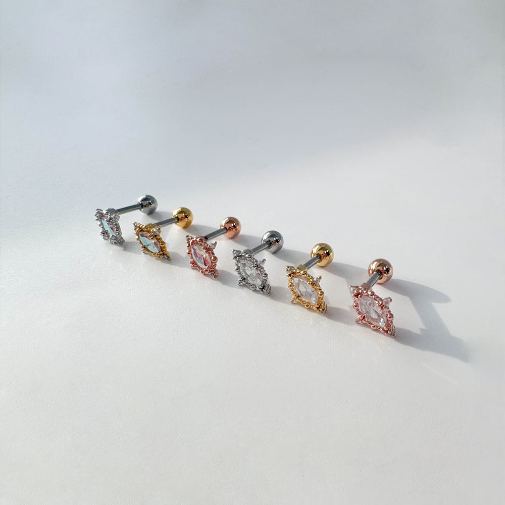 A5 067 ［サージカルステンレス］楕円形ストーンピアス