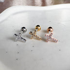 MJ 028 ［サージカルステンレス］キュービック十字架ピアス