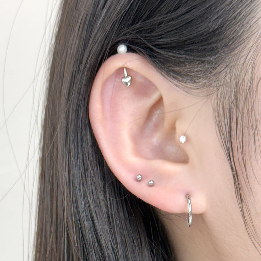 STS 051 ［サージカルステンレス］ハーフストーンリングピアス