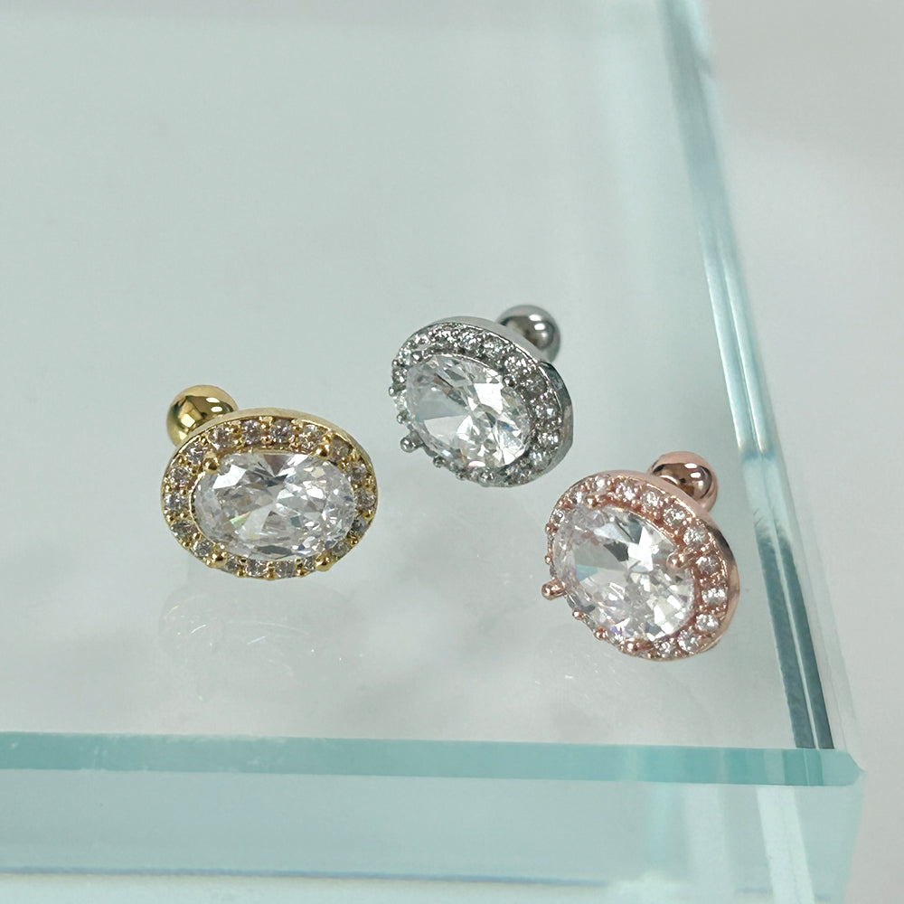 MP 033 ［サージカルステンレス］キュービッククリスタルピアス