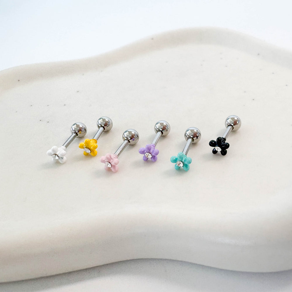 A8 203 ［サージカルステンレス］ポップカラー花ピアス