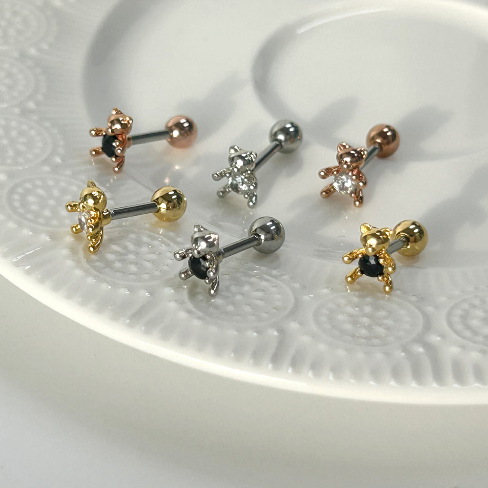 MS 062 　［サージカルキュービック］ストーンベアピアス